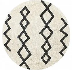 Pyöreä matot - Chablis Natural Cotton Shaggy (offwhite/musta)