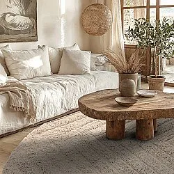Pyöreä matot - Conara Natural Cotton Shaggy (beige)