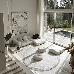 Pyöreä matot - Ebba Natural Cotton Shaggy (offwhite)