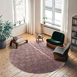 Pyöreä matot - Elsey Natural Cotton Shaggy (ruskea/violetti)