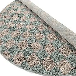 Pyöreä matot - Elsey Natural Cotton Shaggy (harmaa/vaaleanpunainen)