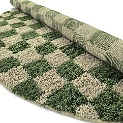 Pyöreä matot - Elsey Natural Cotton Shaggy (vihreä/beige)