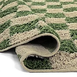 Pyöreä matot - Elsey Natural Cotton Shaggy (vihreä/beige)