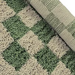 Pyöreä matot - Elsey Natural Cotton Shaggy (vihreä/beige)