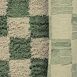 Pyöreä matot - Elsey Natural Cotton Shaggy (vihreä/beige)