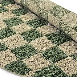 Pyöreä matot - Elsey Natural Cotton Shaggy (vihreä/beige)