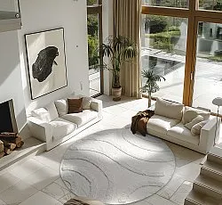 Pyöreä matot - Emilia Natural Cotton Shaggy (offwhite)