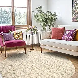 Pyöreät matot - Ikara Natural Cotton Shaggy (kerma)