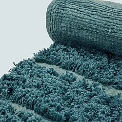 Pyöreät matot - Ikara Natural Cotton Shaggy (turkoosi)
