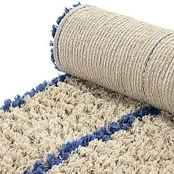 Ryijymatot - Kairi Natural Cotton Shaggy (beige/sininen)