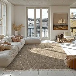 Ryijymatot - Kindon Natural Cotton Shaggy (beige/valkoinen)