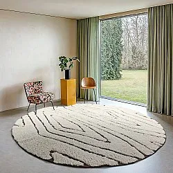 Pyöreä matot - Kindon Natural Cotton Shaggy (luonnonvalkoinen/ruskea)