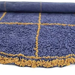 Pyöreät matot - Lana Natural Cotton Shaggy (sininen/keltainen)