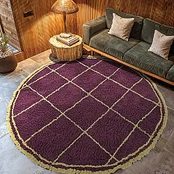 Pyöreät matot - Lana Natural Cotton Shaggy (viininpunainen/keltainen)