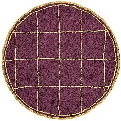 Pyöreät matot - Lana Natural Cotton Shaggy (viininpunainen/keltainen)