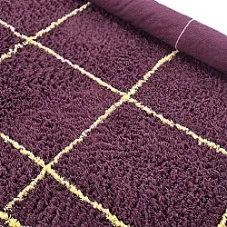 Pyöreät matot - Lana Natural Cotton Shaggy (viininpunainen/keltainen)