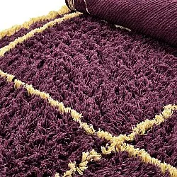 Pyöreät matot - Lana Natural Cotton Shaggy (viininpunainen/keltainen)