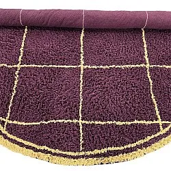 Pyöreät matot - Lana Natural Cotton Shaggy (viininpunainen/keltainen)
