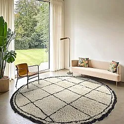 Pyöreät matot - Lana Natural Cotton Shaggy (kerma/tummanharmaa)