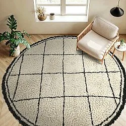 Pyöreät matot - Lana Natural Cotton Shaggy (kerma/tummanharmaa)