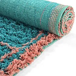 Ryijymatot - Lana Natural Cotton Shaggy (turkoosi/vaaleanpunainen)