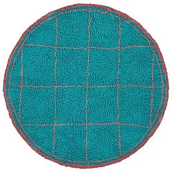 Pyöreät matot - Lana Natural Cotton Shaggy (turkoosi/vaaleanpunainen)