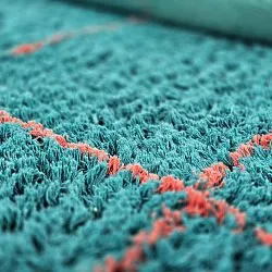 Pyöreät matot - Lana Natural Cotton Shaggy (turkoosi/vaaleanpunainen)