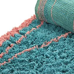 Pyöreät matot - Lana Natural Cotton Shaggy (turkoosi/vaaleanpunainen)