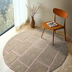 Pyöreä matot - Lindley Natural Cotton Shaggy (beige/pinkki)