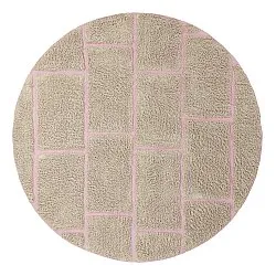 Pyöreä matot - Lindley Natural Cotton Shaggy (beige/pinkki)