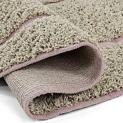 Pyöreä matot - Lindley Natural Cotton Shaggy (beige/pinkki)