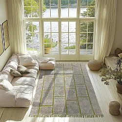 Ryijymatot - Lindley Natural Cotton Shaggy (greige/vihreä)