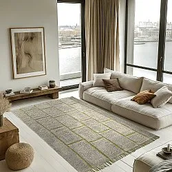 Ryijymatot - Lindley Natural Cotton Shaggy (greige/vihreä)