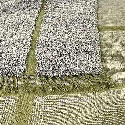 Ryijymatot - Lindley Natural Cotton Shaggy (greige/vihreä)