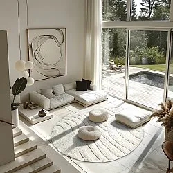 Pyöreä matot - Margo Natural Cotton Shaggy (offwhite)