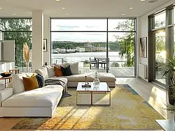 Wilton-matto - Palau (kulta/beige/sininen)