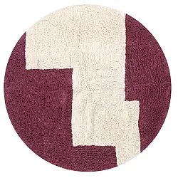 Pyöreä matot - Ricco Natural Cotton Shaggy (offwhite/viininpunainen)