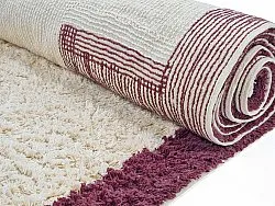 Pyöreä matot - Ricco Natural Cotton Shaggy (offwhite/viininpunainen)