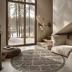 Pyöreä matot - Salem Natural Cotton Shaggy (taupe)