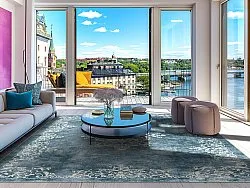 Wilton-matto - Santi (sininen/beige)