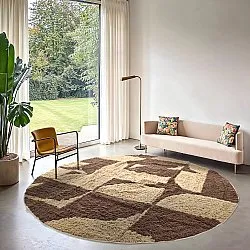 Pyöreät matot - Siberia Natural Cotton Shaggy (beige/ruskea)