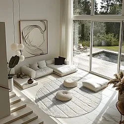 Pyöreä matot - Willow Natural Cotton Shaggy (offwhite)