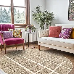 Pyöreät matot - Zola Natural Cotton Shaggy (beige)