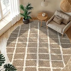 Pyöreät matot - Zola Natural Cotton Shaggy (beige)
