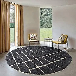 Pyöreät matot - Zola Natural Cotton Shaggy (tumman harmaa)