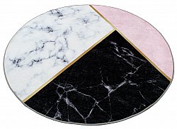 Pyöreät matot - Savino (musta/valkoinen/vaaleanpunainen)