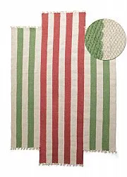 Epäsäännöllinen villamatto - Kystaro (kermanvärinen/vihreä/punainen)