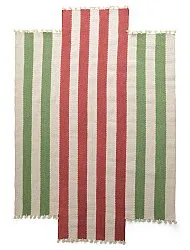 Epäsäännöllinen villamatto - Kystaro (kermanvärinen/vihreä/punainen)