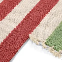 Epäsäännöllinen villamatto - Kystaro (kermanvärinen/vihreä/punainen)