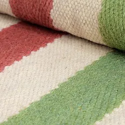 Epäsäännöllinen villamatto - Kystaro (kermanvärinen/vihreä/punainen)